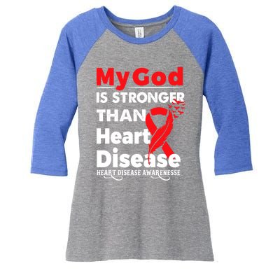 I Wear Red To Fight Heart Disease Awareness Month Gift Women's Tri-Blend 3/4-Sleeve Raglan Shirt