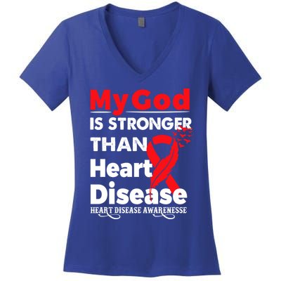 I Wear Red To Fight Heart Disease Awareness Month Gift Women's V-Neck T-Shirt