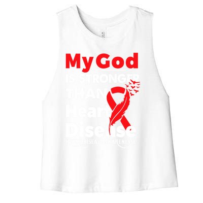 I Wear Red To Fight Heart Disease Awareness Month Gift Women's Racerback Cropped Tank