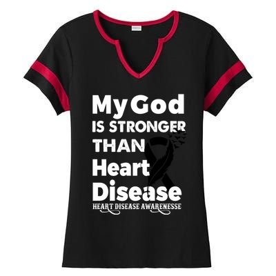 I Wear Red To Fight Heart Disease Awareness Month Cool Gift Ladies Halftime Notch Neck Tee