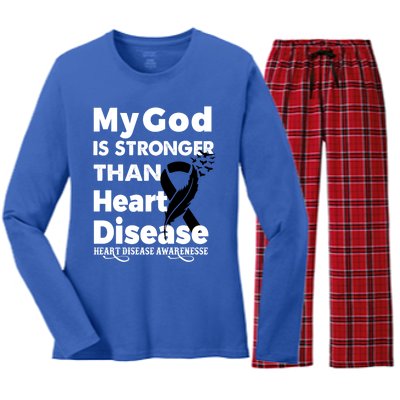 I Wear Red To Fight Heart Disease Awareness Month Cool Gift Women's Long Sleeve Flannel Pajama Set 