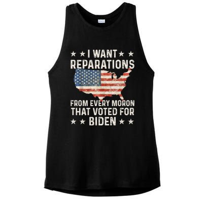 I Want Reparations From Every Moron That Voted For Biden Ladies PosiCharge Tri-Blend Wicking Tank