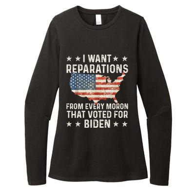 I Want Reparations From Every Moron That Voted For Biden Womens CVC Long Sleeve Shirt