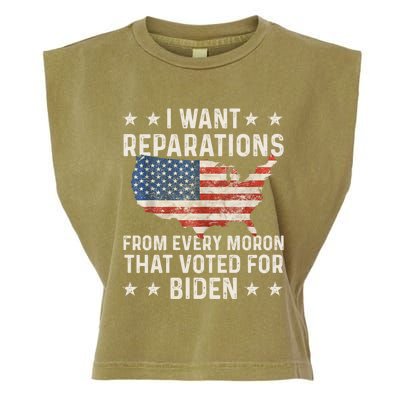 I Want Reparations From Every Moron That Voted For Biden Garment-Dyed Women's Muscle Tee