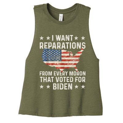 I Want Reparations From Every Moron That Voted For Biden Women's Racerback Cropped Tank