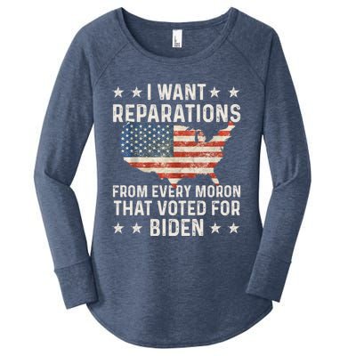 I Want Reparations From Every Moron That Voted For Biden Women's Perfect Tri Tunic Long Sleeve Shirt