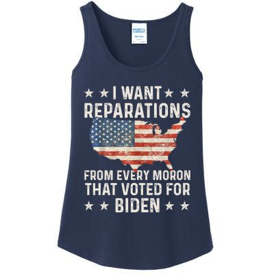 I Want Reparations From Every Moron That Voted For Biden Ladies Essential Tank