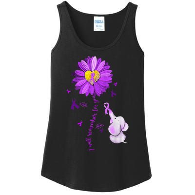 I Will Remember For You Elephant Alzheimers Awareness Ladies Essential Tank