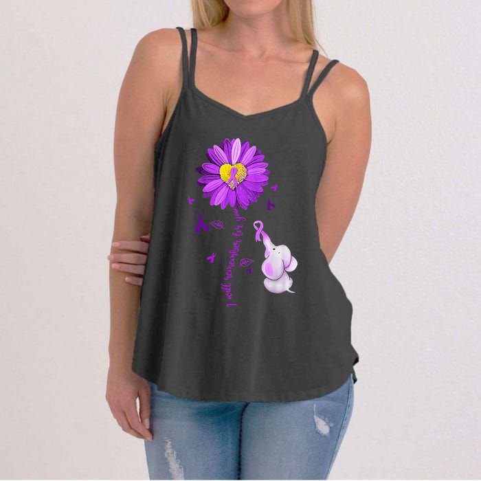 I Will Remember For You Elephant Alzheimers Awareness Women's Strappy Tank