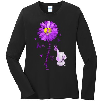 I Will Remember For You Elephant Alzheimers Awareness Ladies Long Sleeve Shirt