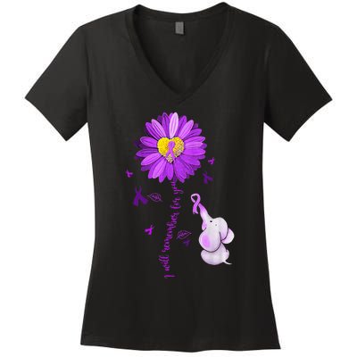 I Will Remember For You Elephant Alzheimers Awareness Women's V-Neck T-Shirt