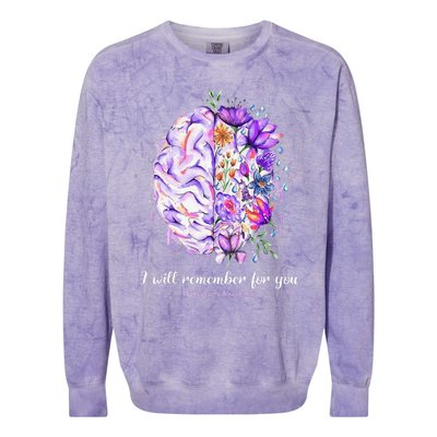 I Will Remember For You Brain AlzheimerS Awareness Colorblast Crewneck Sweatshirt