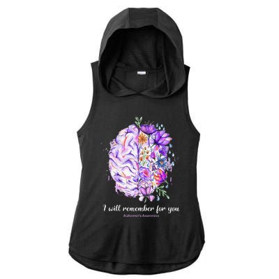 I Will Remember For You Brain AlzheimerS Awareness Ladies PosiCharge Tri-Blend Wicking Draft Hoodie Tank