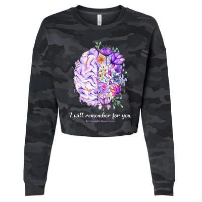 I Will Remember For You Brain AlzheimerS Awareness Cropped Pullover Crew