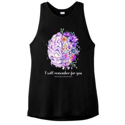 I Will Remember For You Brain AlzheimerS Awareness Ladies PosiCharge Tri-Blend Wicking Tank