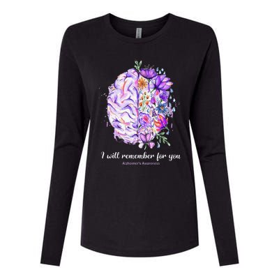 I Will Remember For You Brain AlzheimerS Awareness Womens Cotton Relaxed Long Sleeve T-Shirt