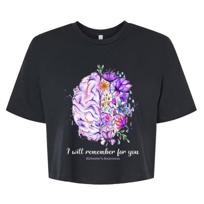 I Will Remember For You Brain AlzheimerS Awareness Bella+Canvas Jersey Crop Tee