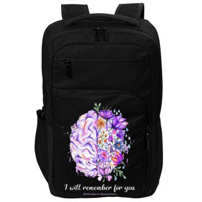 I Will Remember For You Brain AlzheimerS Awareness Impact Tech Backpack