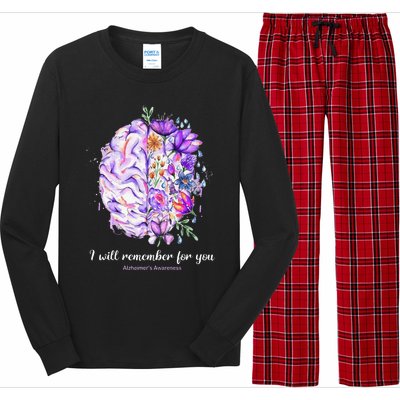 I Will Remember For You Brain AlzheimerS Awareness Long Sleeve Pajama Set