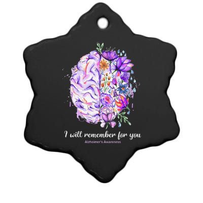 I Will Remember For You Brain AlzheimerS Awareness Ceramic Star Ornament