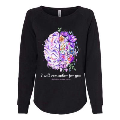 I Will Remember For You Brain AlzheimerS Awareness Womens California Wash Sweatshirt