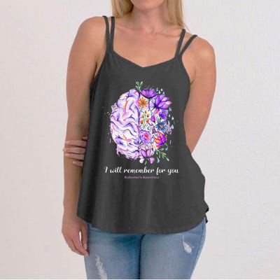 I Will Remember For You Brain AlzheimerS Awareness Women's Strappy Tank