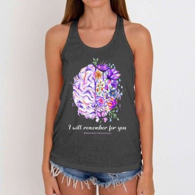 I Will Remember For You Brain AlzheimerS Awareness Women's Knotted Racerback Tank