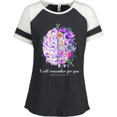 I Will Remember For You Brain AlzheimerS Awareness Enza Ladies Jersey Colorblock Tee