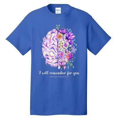 I Will Remember For You Brain AlzheimerS Awareness Tall T-Shirt