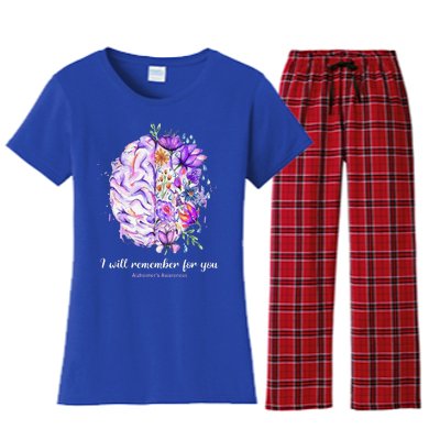 I Will Remember For You Brain AlzheimerS Awareness Women's Flannel Pajama Set