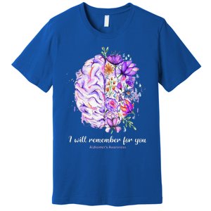 I Will Remember For You Brain AlzheimerS Awareness Premium T-Shirt