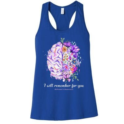 I Will Remember For You Brain AlzheimerS Awareness Women's Racerback Tank