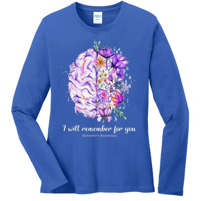 I Will Remember For You Brain AlzheimerS Awareness Ladies Long Sleeve Shirt