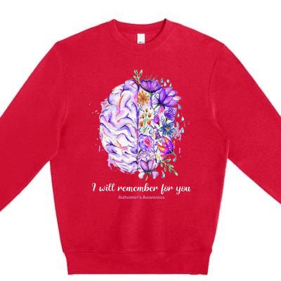 I Will Remember For You Brain AlzheimerS Awareness Premium Crewneck Sweatshirt