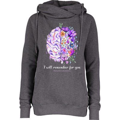 I Will Remember For You Brain AlzheimerS Awareness Womens Funnel Neck Pullover Hood