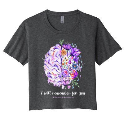 I Will Remember For You Brain AlzheimerS Awareness Women's Crop Top Tee