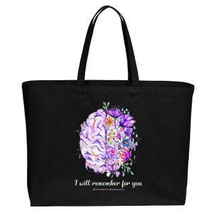 I Will Remember For You Brain AlzheimerS Awareness Cotton Canvas Jumbo Tote