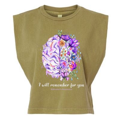 I Will Remember For You Brain AlzheimerS Awareness Garment-Dyed Women's Muscle Tee