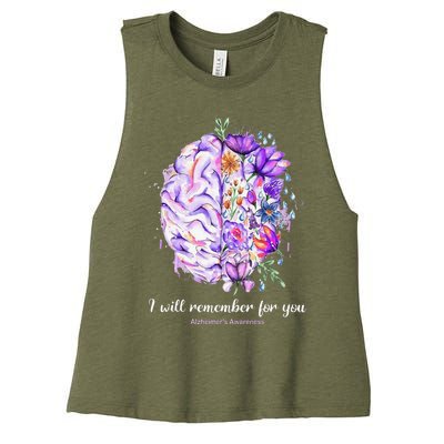 I Will Remember For You Brain AlzheimerS Awareness Women's Racerback Cropped Tank