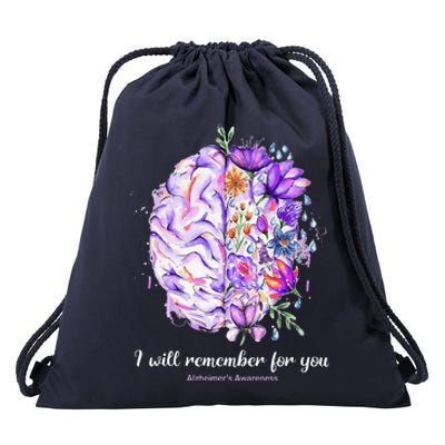 I Will Remember For You Brain AlzheimerS Awareness Drawstring Bag