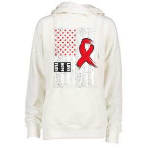 I Wear Red To Fight Heart Disease Awareness Month Gift Womens Funnel Neck Pullover Hood