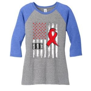 I Wear Red To Fight Heart Disease Awareness Month Gift Women's Tri-Blend 3/4-Sleeve Raglan Shirt