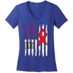 I Wear Red To Fight Heart Disease Awareness Month Gift Women's V-Neck T-Shirt