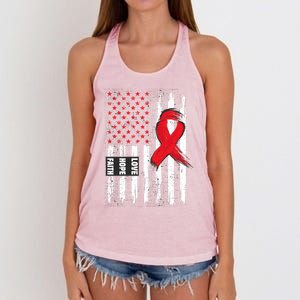 I Wear Red To Fight Heart Disease Awareness Month Gift Women's Knotted Racerback Tank