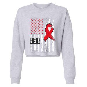 I Wear Red To Fight Heart Disease Awareness Month Gift Cropped Pullover Crew