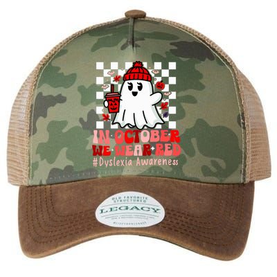 I Wear Red Dyslexia Awareness Month Ghost Halloween Legacy Tie Dye Trucker Hat