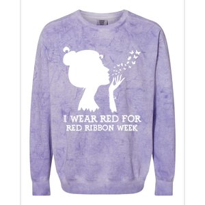 I Wear Red For Red Ribbon Week Awareness American Funny Gift Colorblast Crewneck Sweatshirt