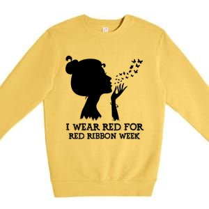 I Wear Red For Red Ribbon Week Awareness American Funny Gift Premium Crewneck Sweatshirt