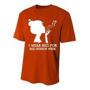 I Wear Red For Red Ribbon Week Awareness American Funny Gift Performance Sprint T-Shirt