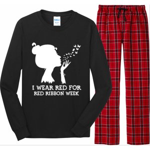 I Wear Red For Red Ribbon Week Awareness American Funny Gift Long Sleeve Pajama Set